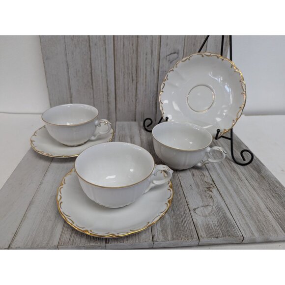 Vintage BOHEMIAN Fine China Set of 3 Mugs Saucers Czechoslovakia BOH53 - Picture 2 of 7